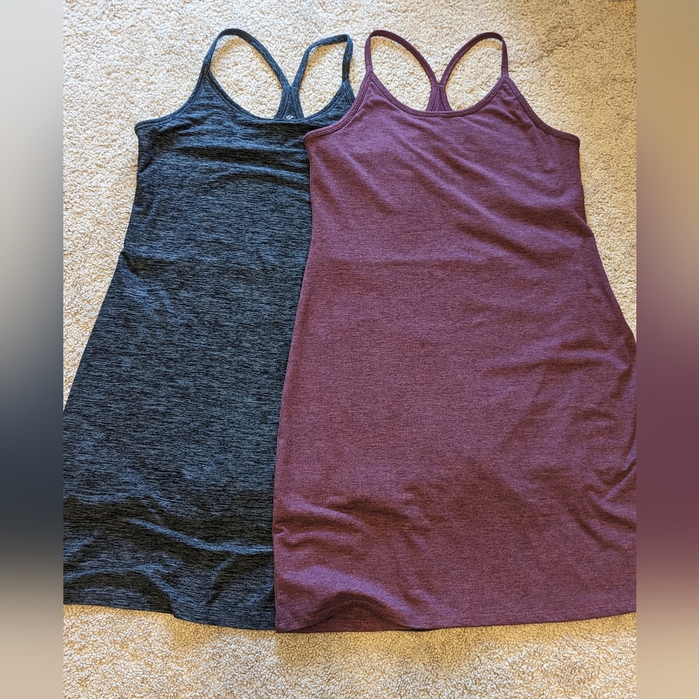 Active wear racer back dresses with shorts -2 dress bundle